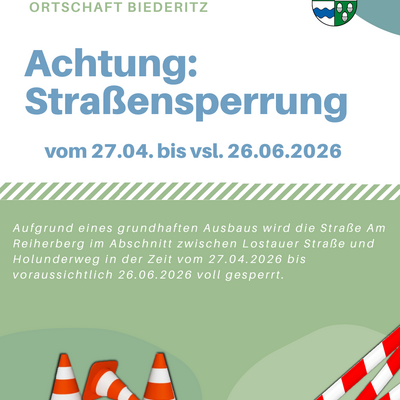Pressemitteilung - 2026.03.31 - Sperrung Am Reiherberg